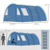 Outsunny 5-6 Man Tunnel Tent, Two Room Camping Tent with Floor, 2 Doors and Carry Bag, 2000mm Water Column for Fishing, Hiking, Sports, Festival, Blue