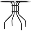 Outsunny 80 cm Round Garden Dining Table with Parasol Hole for 4, Outdoor Coffee Bistro End Side Table with Tempered Glass Top and Steel Frame for Patio, Porch, Black