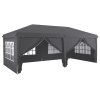 Outsunny 3 x 6 m Pop Up Gazebo with Sides and Windows, Height Adjustable Wedding Camping Party Tent Canopy Marquee with Storage Bag for Garden, Event, Grey