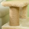 PawHut Dog Steps for Bed, 4 Step Pet Stairs with Cat House, Detachable Cover, Jute Scratching Post, Cat Climb ladder for Sofa w/ Hanging Balls - Beige