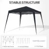Outsunny 3 M x 3 M Base/ 2.5 M x 2.5 M Top Pop Up Gazebo, 2 Person Setup Instant with Carry Bag, Height Adjustable Slant Leg Party Tent Instant Event Shelter for Garden, Patio, Black