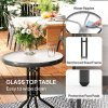 Outsunny 3 Pieces Garden Dining Set, 2 Seater Garden Furniture with High Back Stackable Chairs and Round Glass Top Table, Outdoor Bistro Set for Patio, Black