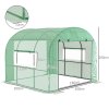 Outsunny 3 x 3 x 2m Polytunnel Greenhouse with Doors and Mesh Windows, Walk-in Grow House Tent with UV-resistant PE Cover and Steel Frame, Green