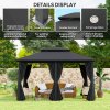 Outsunny 4m x 3(m)Garden Gazebo, Double Roof Outdoor Gazebo Canopy Shelter with Curtains, Solid Steel Frame for Patio, Garden, Black