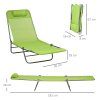 Outsunny Set of 2 Outdoor Foldable Sun Loungers, Adjustable Backrest Garden Recliner Sun Lounger Chair with Headrest Pillow, Green
