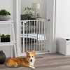PawHut Dog Gate Stair Gate Pressure Fit Pets Barrier Auto Close for Doorway Hallway, 74-80cm Wide Adjustable, White