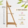 Outsunny 3-Tier Bamboo Plant Stand, Folding Plant Rack, Display Plant Shelf for Indoor & Outdoor Use, 98 x 37 x 96.5cm, Natural