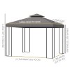 Outsunny 3 x 3 m Garden Gazebo Double-Roof Marquee Patio Wedding Party Tent Canopy Shelter with Sidewalls (Brown)