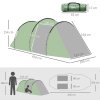 Outsunny 2-3 Person Tunnel Tent with Sewn-in Groundsheet, Air Vents, Rainfly, 2000mm Water Column, Camping Tent with 1 Bedroom, Inbuilt Porch, Living Area for Camping, Hiking, Green