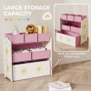 AIYAPLAY Kids Toy Storage Units, 3-Tier Toy Organiser Shelf with 6 Removable Fabric Boxes for Kids, Boys, Girls, Bedroom, Playroom, Nursery, Pink