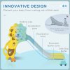 AIYAPLAY Kids Slide 3 in 1 Freestanding Toddler Slide with Climber, Basketball Hoop, Basketball, Lion-Themed for Ages 18-36 Months - Yellow