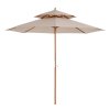 Outsunny 2.7 m Garden Parasol Umbrella, Double Tier Garden Umbrellas Outdoor Sun Umbrella Sunshade Bamboo Ribs, Beige