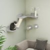 PawHut Cat Wall Furniture, 3 Piece Cat Shelves with Scratching Posts, Scratching Pads, Perches, Cat Wands, Toy Balls, Corner Design Cat Wall Shelves for Indoor Cats, Kittens, Light Grey