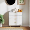 HOMCOM Bedroom Chest of Drawers with 4 Drawers, Fluted Dresser with Gold Tone Handles, Storage Cabinet for Bedroom, Living Room, Hallway, Entryway, White