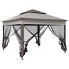Outsunny 3 x 3(m) Pop Up Gazebo, Marquee Party Tent with Double Tier Roof, Netting and Carry Bag, Event Shelter for Outdoor Patio, Light Grey