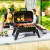 Outsunny Charcoal Barbecue Grill Folding BBQ Grill with 1232 cm? Cooking Area, Adjustable Vent, Thermometer, Handles for Camping Picnic, Black