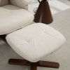 HOMCOM Linen Swivel Recliner Chair with Footstool, Upholstered Reclining Armchair with Wooden Base for Living Room, Beige