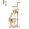 PawHut Cat Tree for Indoor Cats, 173 cm Cat Tower Scratching Post, Tall Climbing Tower, Activity Centre House, Cream