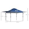 Outsunny 3 x 3(m) Pop Up Gazebo with Extend Dual Awnings, 1 Person Easy up Marquee Party Tent with 1-Button Push, Double Roof, Wheeled Bag, Sandbags, Height Adjustable Instant Shelter, Blue