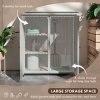 Outsunny Wooden Garden Storage Shed, Tool Cabinet Organiser with Shelves and Double Door, 110 x 55 x117cm, Light Grey