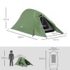 Outsunny 1-2 Man Camping Tent, Double Layer Dome Tent with 2000mm Waterproof Rainfly and Carry Bag, Lightweight for Fishing, Travel, Hiking, Sports, Festival, Green