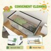 PawHut Turtle Tank, 50L Glass Turtle Aquarium with Basking Platform, Ramp, Easy Drainage, Strip Patch Thermometer, for Small Turtles, 60 x 30 x 32cm