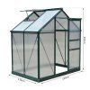Outsunny 6 x 4ft Polycarbonate Greenhouse, Large Walk-In Green House with Slide Door and Window, Garden Plants Grow House with Aluminium Frame and Foundation, Dark Green