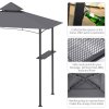 Outsunny 2.5x1.5m (8'x5') Grill Gazebo Canopy, Double Tiered Outdoor BBQ Gazebo Shelter with 2 Side Shelves for Garden, Patio, Barbecue, Picnic, Grey