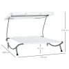Outsunny Double Sun Lounger with Adjustable Detachable Canopy, Portable Garden Daybed for 2 with Wheels, Outdoor Sunbed Hammock with 2 Pillows, 220 KG Max. Load, White