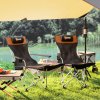 Outsunny Set of 2 Reclining Folding Camping Chair w/ Detachable Footrest, Storage Bag, Cup Holder & Headrest, Lightweight Portable Camp Chair for Beach, Picnic, Orange and Black