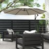 Outsunny 3(m) Banana Cantilever Parasol with Solar LED Lights, Garden Umbrella with Cross Base and Crank Handle, Hanging Offset Sun Shade for Outdoor, Patio, Beige