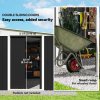 Outsunny 11.3 x 9.2ft Lean to Metal Garden Shed, Outdoor Galvanised Tool Storage House with Double Sliding Doors and 2 Air Vents, Black
