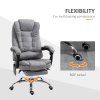 Vinsetto Office Chair with 6 Point Massage and Back Heat, Microfiber Desk Chair with Footrest Adjustable Height and Swivel Wheels, Back Reclining, Grey