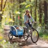 HOMCOM 2 Seat Bike Trailer for Kids, Baby Bike Stroller with 5 Point Harness, Child Bicycle Trailer with Safety Flag, Reflectors, Windproof Curtain, for 18+ Months, Blue