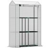Outsunny 3 Tier Mini Greenhouse with Reinforced PE Cover, Portable Small Greenhouse with Roll-Up Door, 100 x 40 x 150cm, White