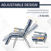 Outsunny Reclining Garden Chair Set of 2, 5-Level Adjustable Zero Gravity Chairs with Cushions, Folding Sun Lounger Garden Recliner Chairs with Armrests for Outdoor, Patio, Blue Stripe