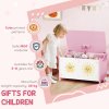 AIYAPLAY Toy Box with Lid, Toy Chest with Safety Hinges for Kids Boys Girls, Kids Storage Box for Living Room, Playroom, Nursery, Bedroom, Pink