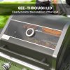 Outsunny 3 Burner Gas BBQ Trolley with See-through Lid, 7.5 kW Propane Gas Barbecue Grill with Thermometer, Wheels, Warming Rack, Shelves, Black