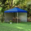 Outsunny 3 x 3 (M) Pop Up Gazebo, UPF 30+ with 2 Sidewalls, Leg Weight Bags and Wheeled Bag, Height Adjustable Party Tent Event Shelter for Garden, Patio, Blue