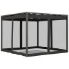 Outsunny 3 x 3 m Pergola with Retractable Roof Canopy and Netting Sidewalls, Aluminium Frame Garden Gazebo Outdoor Sun Shade Shelter for Grill, Patio, Deck, Dark Grey