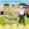 Outsunny water wall for kids outdoor Water and Sand play table with 18 Accessories, Wooden Outdoor Toys for Ages 3-7 Years