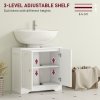 HOMCOM Under Sink Bathroom Cabinet, Freestanding Under Sink Cabinet with 2 Arch Doors and Adjustable Shelf for Basin without or with Pedestal, White
