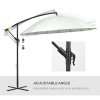 Outsunny 3(m) Cantilever Shanghai Parasol Garden Hanging Banana Sun Umbrella with Crank Handle, 18 Sturdy Ribs and Cross Base, White