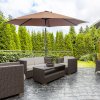 Outsunny 3(m) Garden Parasol Umbrellas, Outdoor Sun Shade with 8 Ribs, Tilt and Crank Handle for Balcony, Bench, Garden, Coffee