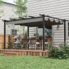 Outsunny 4 x 3(m) Aluminium Outdoor Pergola with Retractable Roof, Outdoor Gazebo Canopy Shelter with Grommet Holes for Garden, Patio, Lawn, Grey