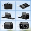 PawHut Foldable Pet Carrier for Miniature Dogs, Portable Cat Carrier Bag Soft Side Fabric Dog Crate with Removable Mat, Breathable Mesh, Ground Stakes, 46L x 36W x 41H cm - Black