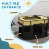 PawHut Dog Pen, Pet Playpen, Portable Foldable Dog Cat Playpen Soft Pet Cage with Storage Bag for Puppies, Rabbits, Kittens, Guinea Pigs, 94 x 74 x 60cm - Yellow