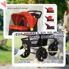 PawHut Dog Stroller Pet Pram, 3 Wheels Dog Pushchair with Brake, for Small Miniature Breeds, Cats, Red