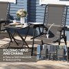 Outsunny 3 Pieces Garden Bistro Set, Folding Table and Chairs Set, Metal Garden Furniture Set with Cup Holders for Outdoor, Patio, Balcony, Black