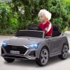 AIYAPLAY Audi Q8 E-tron Licensed Electric Car for Kids, 12V Electric Ride on Sportback Design with Remote Control, 4 Suspension Wheels, LED Headlights, Music, Horn, for Ages 3-4 - Grey
